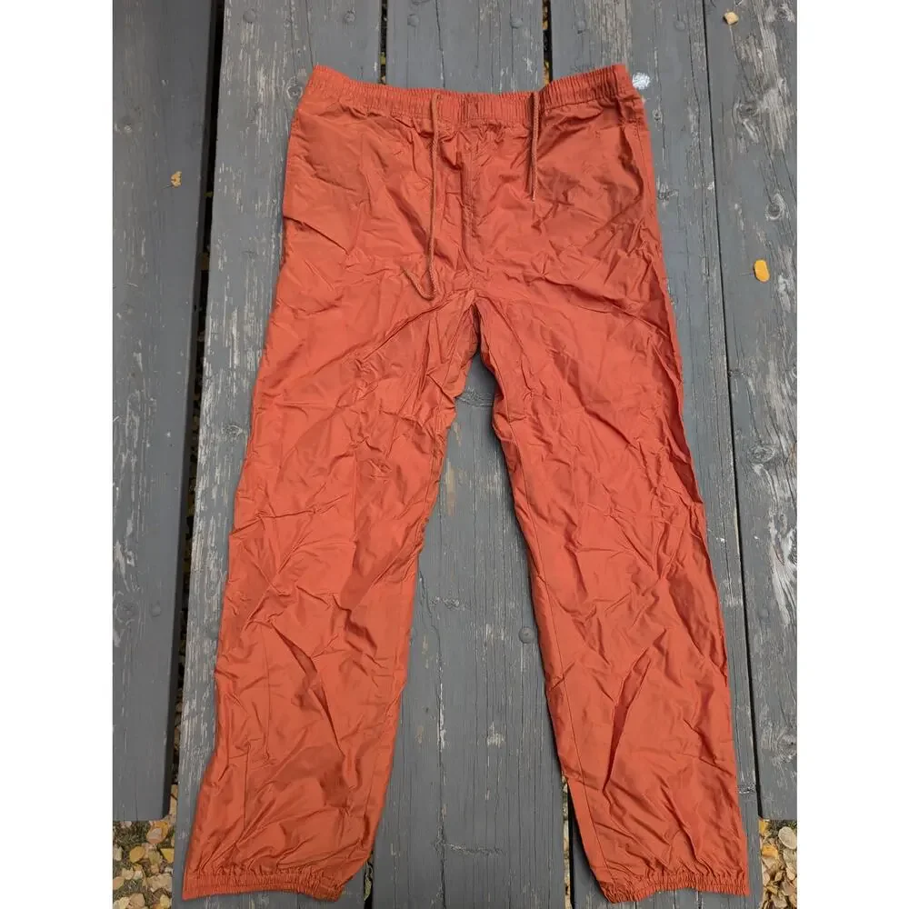 Vintage RAW Men's L Orange Nylon Windpants Y2K Gorpcore Skater Baggy Archive